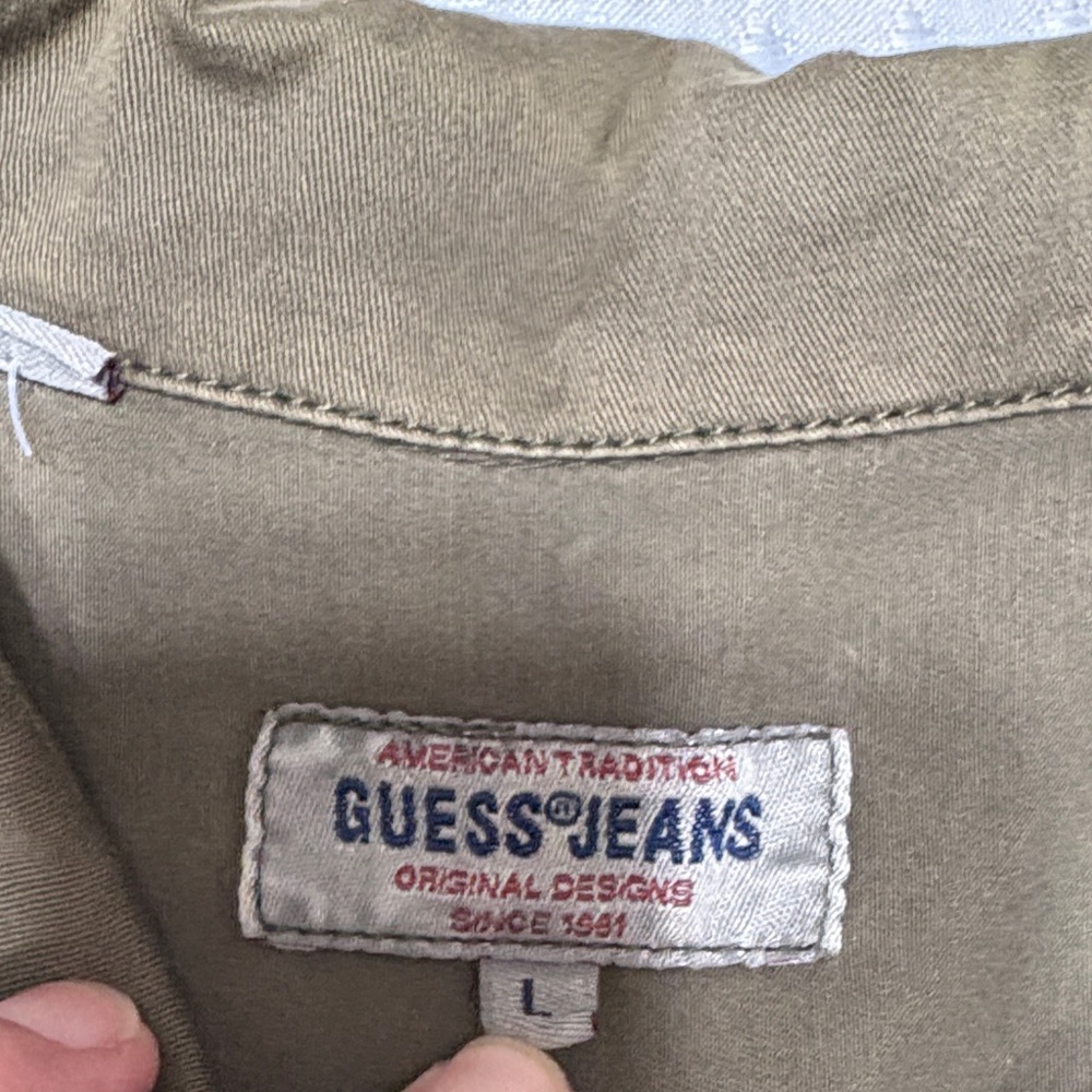Vintage Guess Studded Military Rocker Grunge Vest Olive Army Green~Size L - Picture 7 of 8